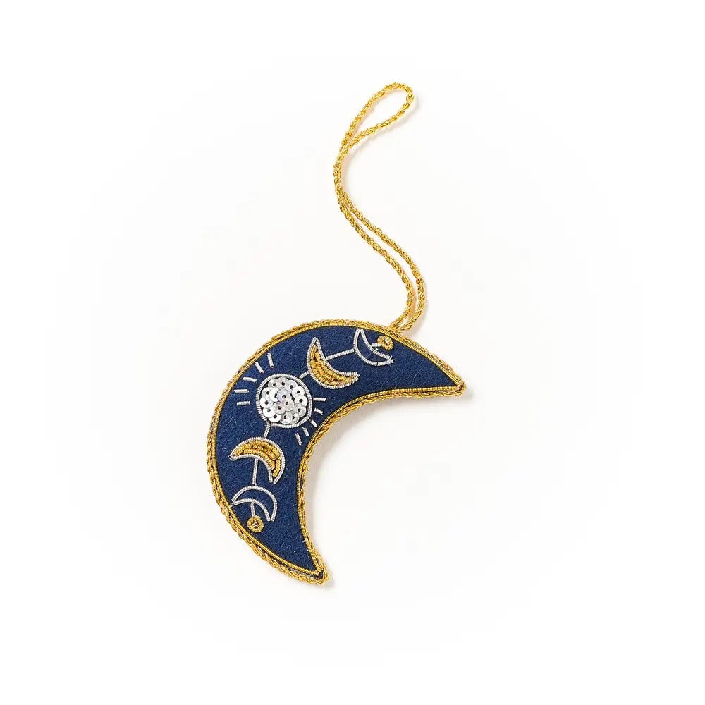 Embroidered Crescent Moon Felt Ornament