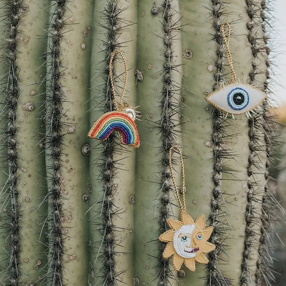 Embroidered Rainbow Sun Rays Felt Ornament