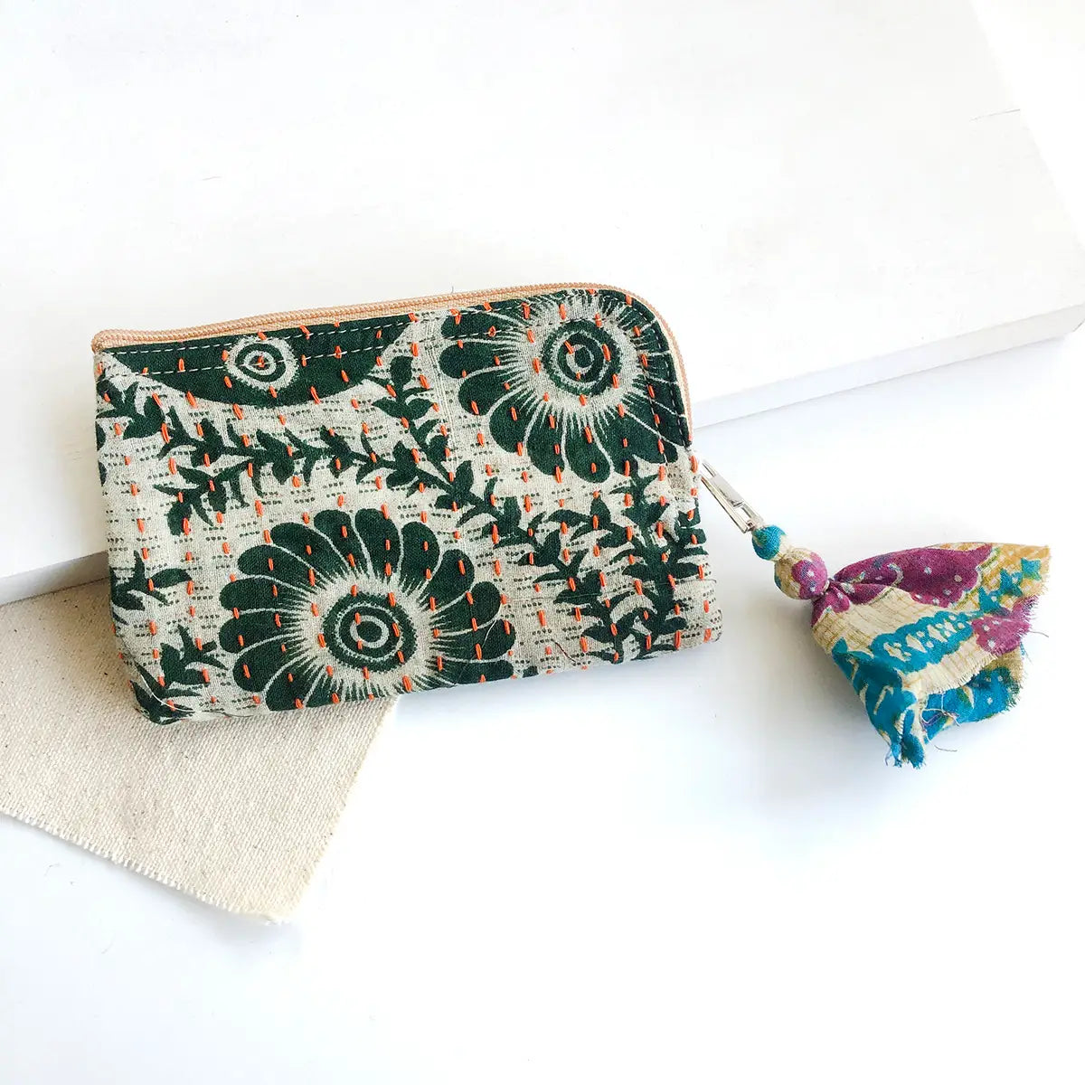 Kantha Tasseled Card Pouch