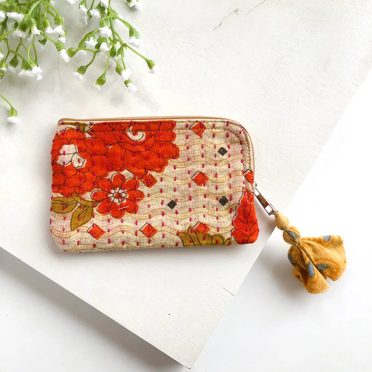 Kantha Tasseled Card Pouch