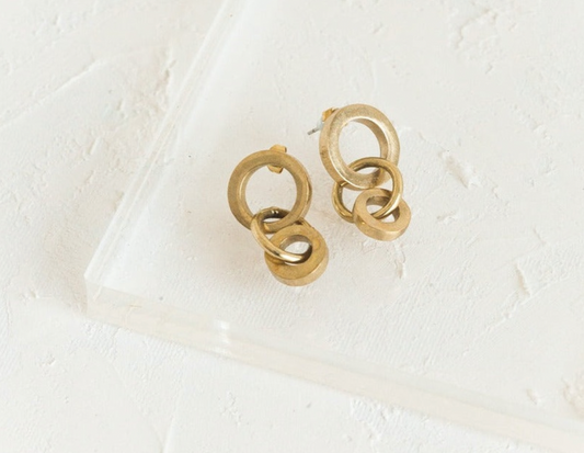 Artisan Link Brass Earrings